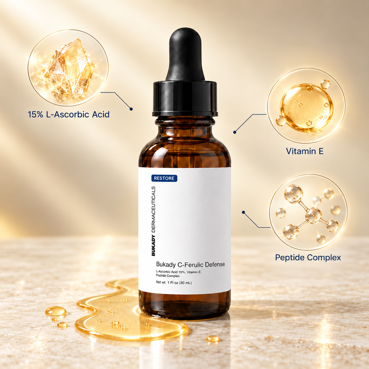 Bukady C-Ferulic Defense | Sérum antioxydant à 15 % de vitamine C