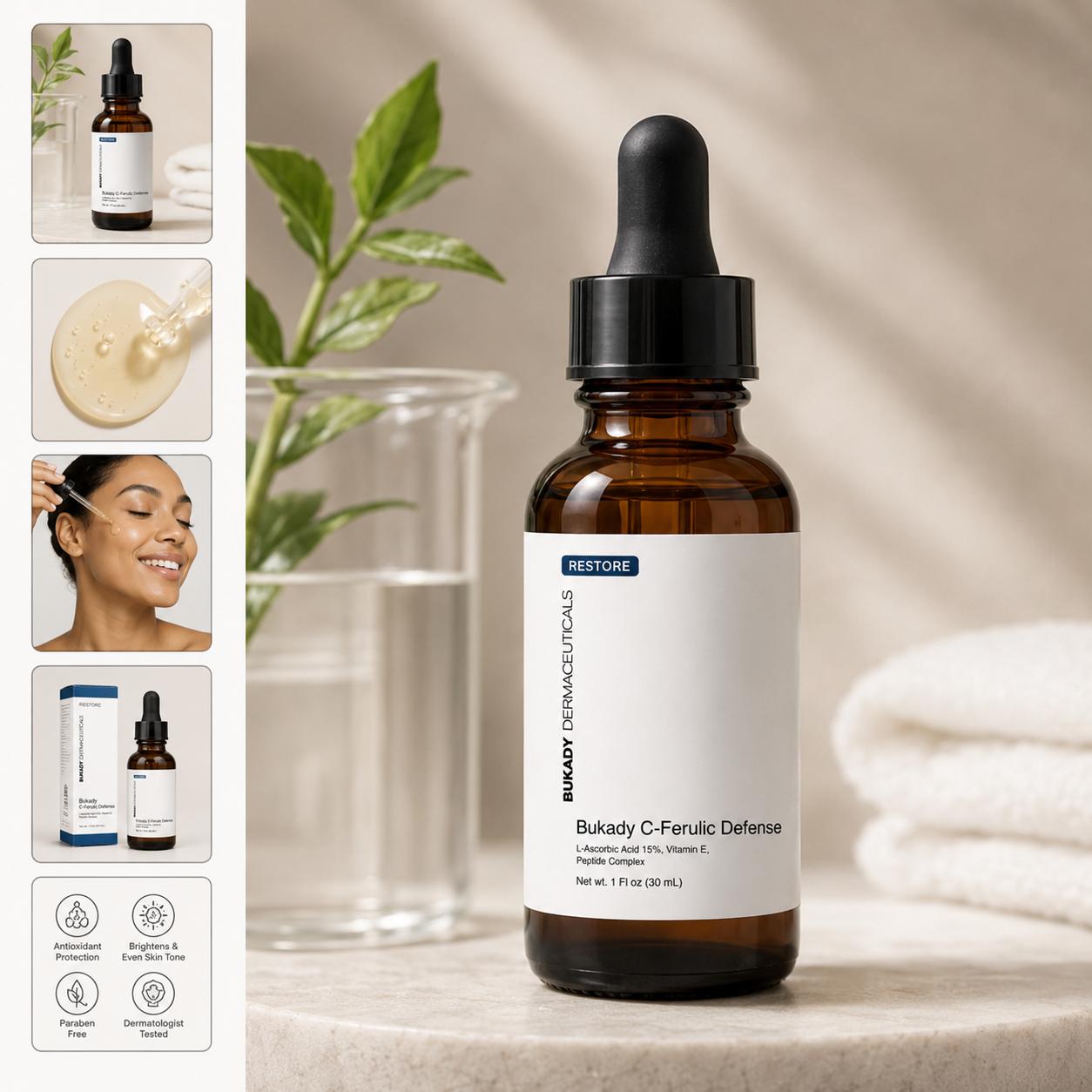 Bukady C-Ferulic Defense | 15% Vitamin C Antioxidant Serum